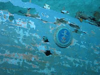 Close-up of ship's boat badge